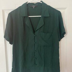 Dark Green Button Down Blouse